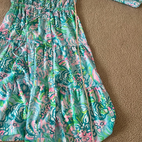 Lilly Pulitzer Cori Stretch Midi Shirtdress-Aqua La Vista - Picture 8 of 8